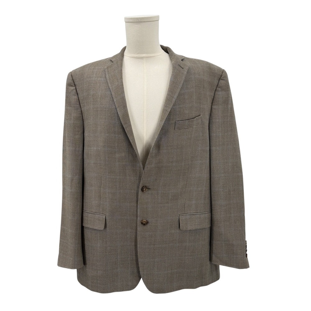 Ralph Lauren 48L Sport Coat 51 Chest Silk Wool Glen Check Windowpane Made Canada